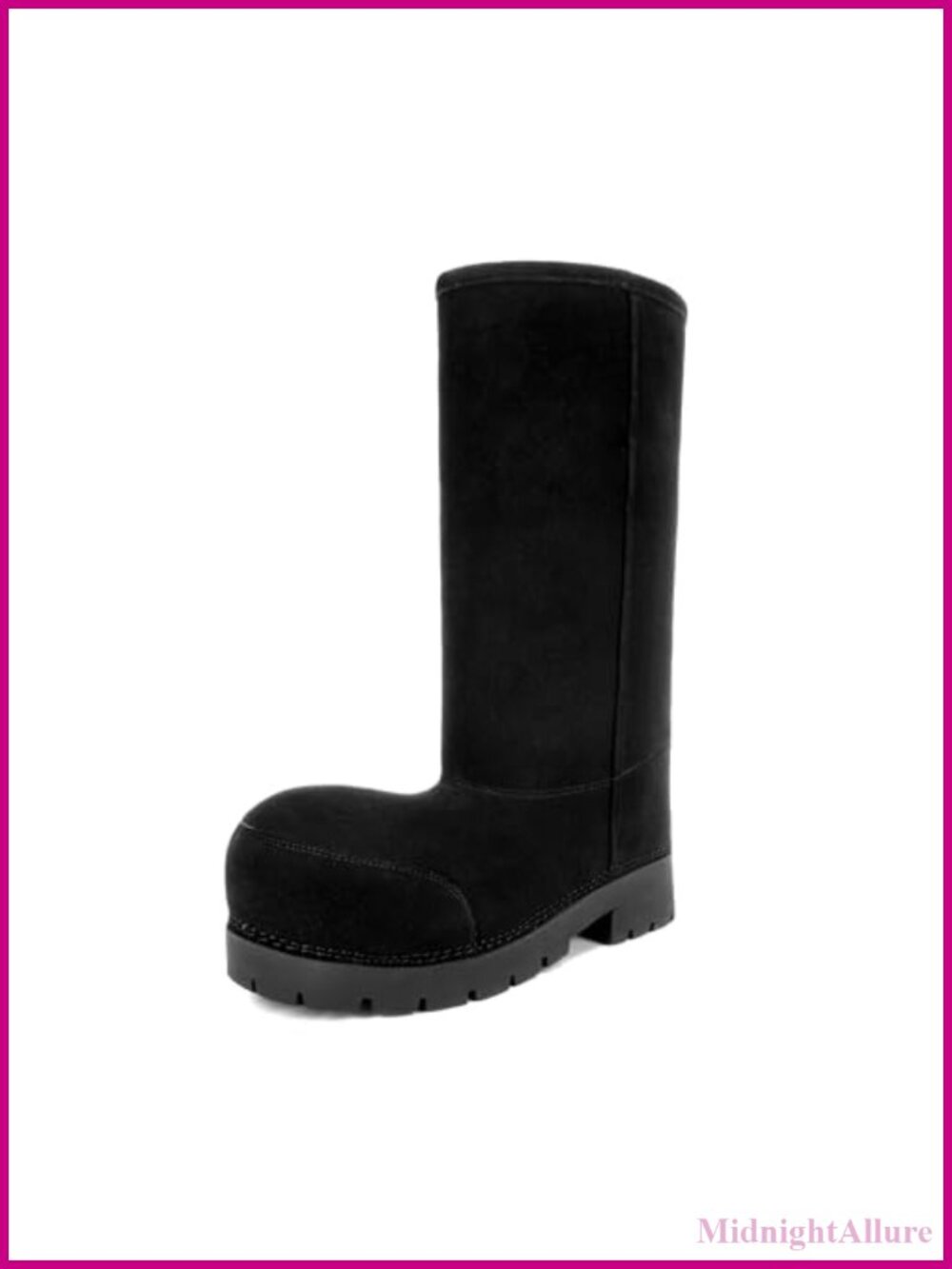 Faux Suede Platform Snow Boots Knee High Faux Fur Lined Slip On Women